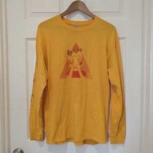 Yellow Cherry Anime Girl Long Sleeve Shirt L
